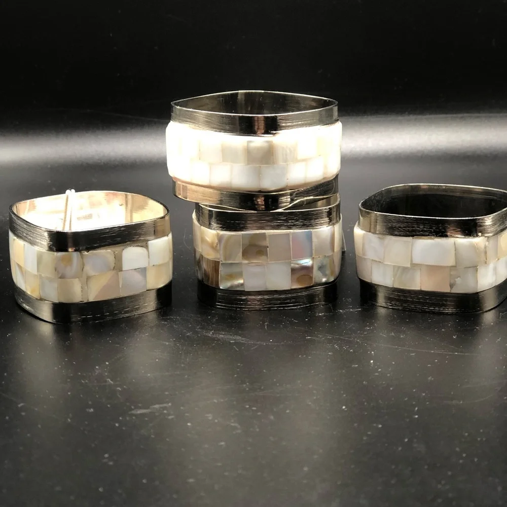 Pier 1 Imports Mother of Pearl Napkin Rings Set of four